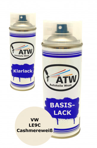 Autolack für VW LE9C Cashmereweiß+400ml Klarlack Set